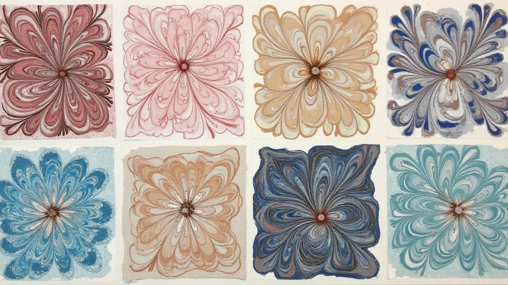 Collection of marbled paper examples