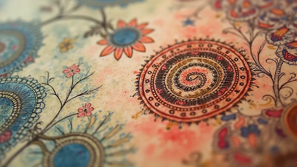 Traditional Turkish Ebru paper with floral patterns