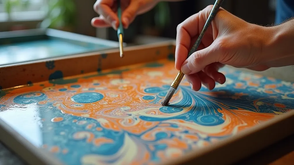 Artist applying paint with a brush