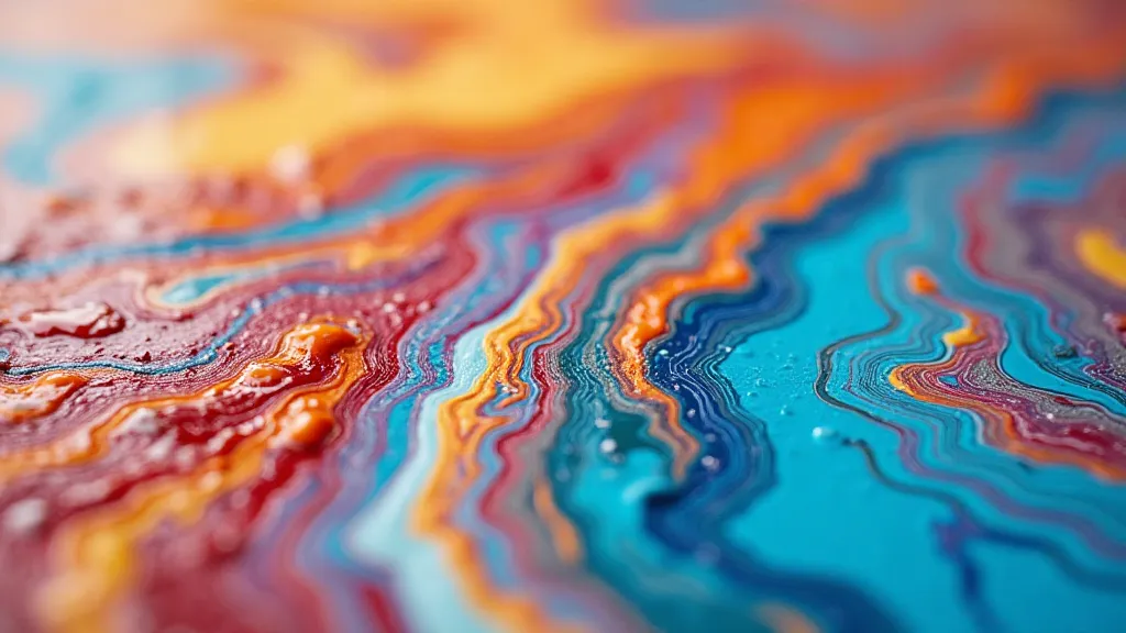 Thick paint floating on marbling bath