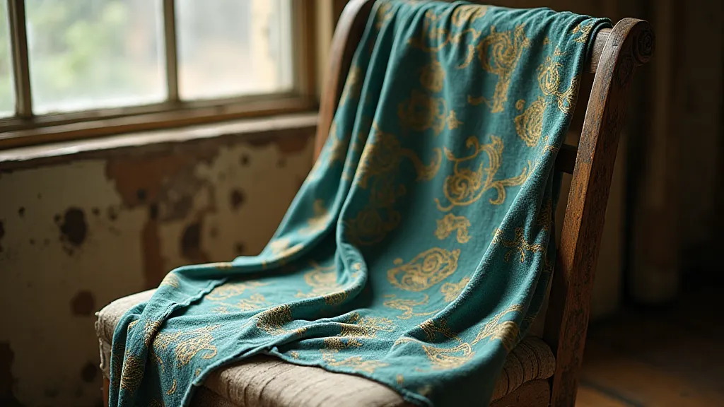 Marbled fabric draped over chair