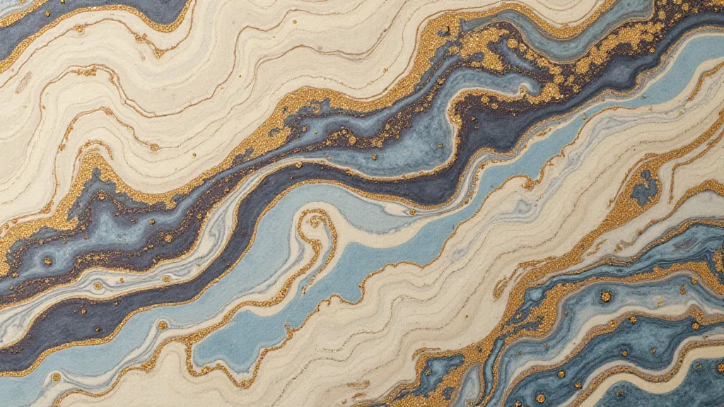 Marbled paper with stone and comb patterns
