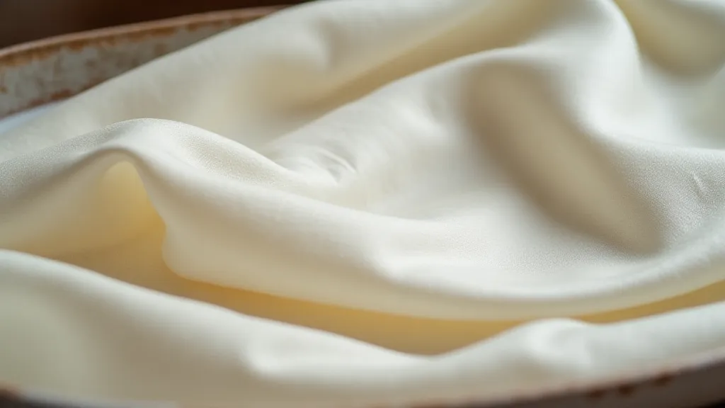 Silk fabric laid flat in a tray