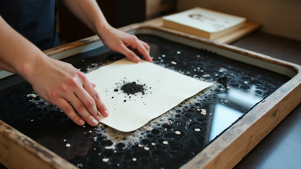 Person laying paper on water