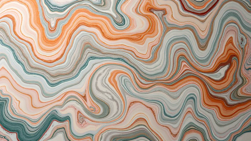 Marbled paper with an unexpected, swirling pattern